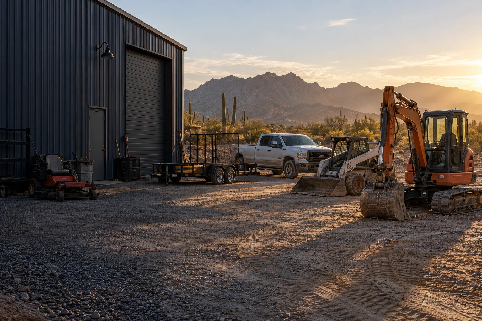 Equipment in a working yard